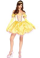 Princess Belle from Beauty and the Beast, costume dress, off shoulder, wrinkles